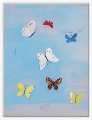 Flying Butterflies Art Print in White Frame by Paule Marrot