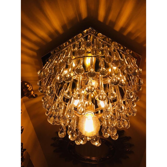 Italian Brass and Murano Glass Ceiling Lamp by Paolo Venini for Venini, 1979 For Sale - Image 3 of 6