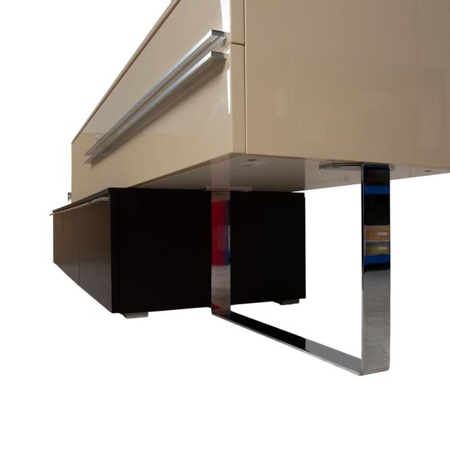 Wood Cream and Black Wood and Chrome Sideboard from Misura Emme For Sale - Image 7 of 16