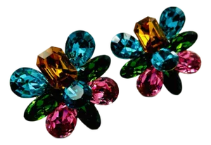 Wendy Gell 80s One of a Kind Runway Crystal Gem Earrings