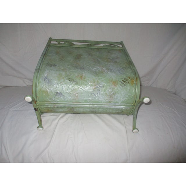 1960s 1960s Vintage French Country Romantic Green Metal With Roses Magazine Rack For Sale - Image 5 of 8