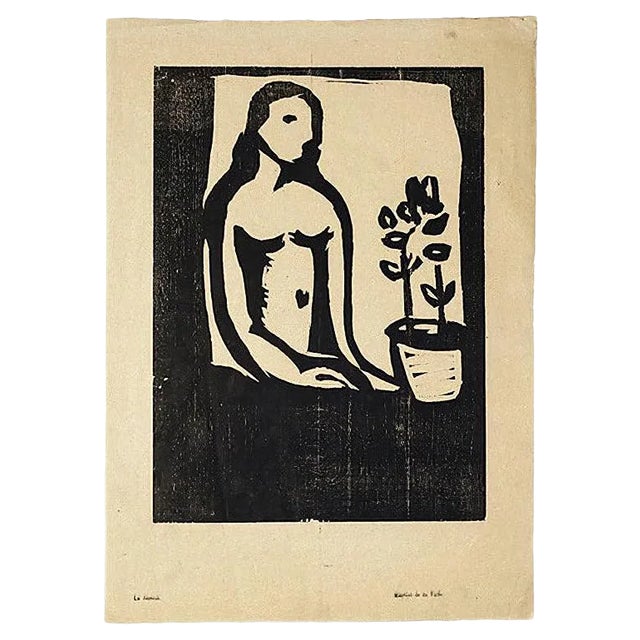 Serena - Original Woodcut Print by Arturo Martini - 20th Century 20th century For Sale
