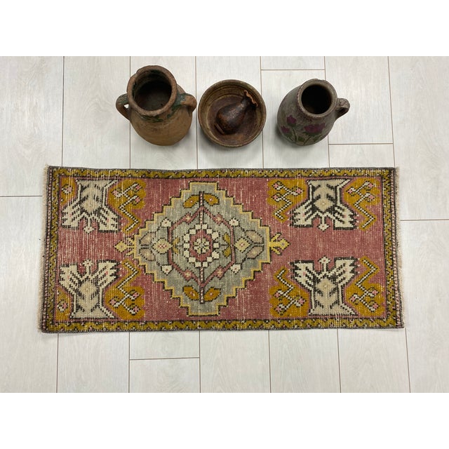Handmade wool carpet in Turkish Anatolia , Vintage Oushak Rug,Turkish Vintage Anatolian Rug, Handmade wool Rug . One Of...