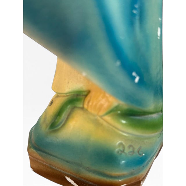 Ceramic Vintage Madonna Statue, Hand Painted Ceramic Virgin Mary Figure, 16.5" For Sale - Image 7 of 7