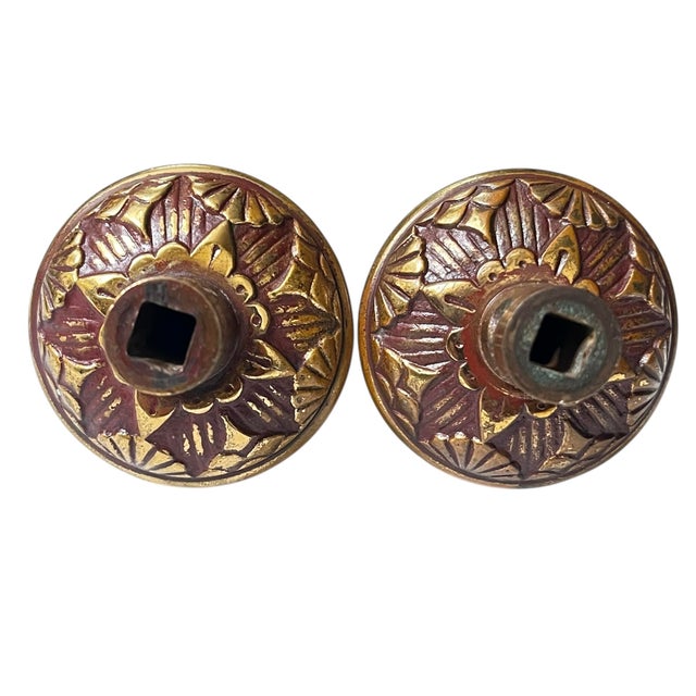 Bronze Antique 1880s American Vernacular Bronze Door Knobs- A Pair For Sale - Image 8 of 9