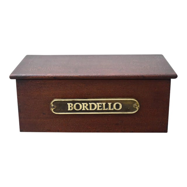 Antique Mahogany Box W/Textured Alligator Finish and Brass Plaque For Sale