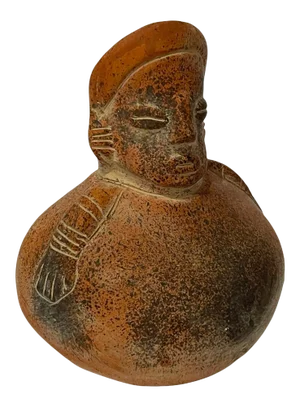 Vintage Hand-Sculpted Ceramic South American Pre Colombian-Style Vase