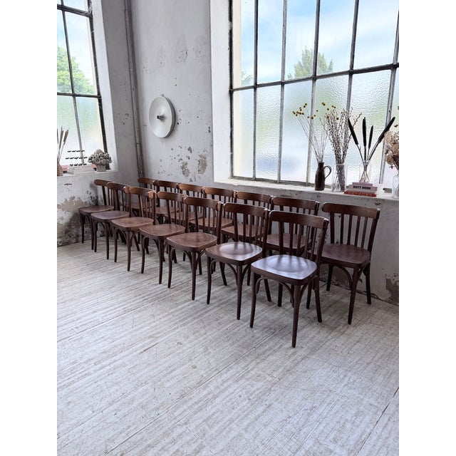 Walnut Bistro Chairs, 1970s, Set of 14 For Sale - Image 6 of 18