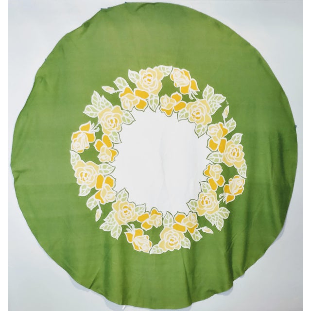 Vintage Vera Neumann Tablecloth Round Green Yellow Floral Chairish