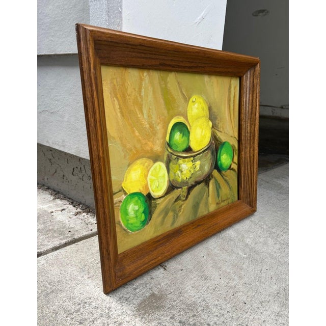 American 1968 Framed Citrus Still Life Oil Painting, Signed For Sale - Image 3 of 16