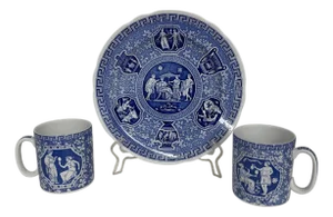 Late 20th Century Spode Blue Room Collection “Greek” - Set of 3