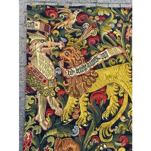 French Jacquard Tapestry with Medieval Motif in the style of Aubusson, 1970s For Sale - Image 16 of 18