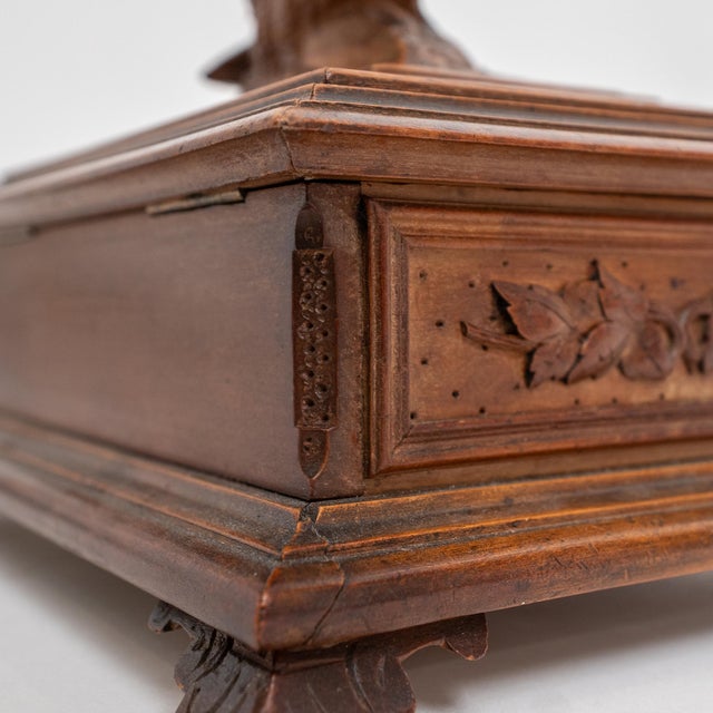 19th Century Black Forest Carved Wood Casket With Birds For Sale - Image 18 of 18