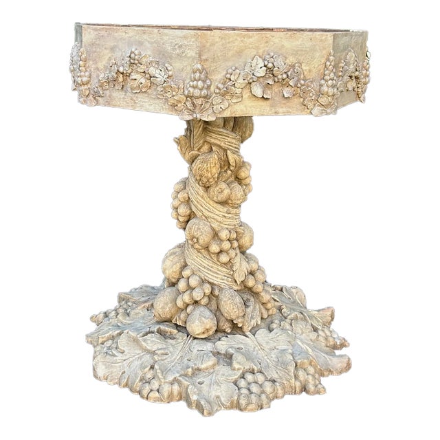 1950s Vintage Italian Pedestal Carved Wood Table Base For Sale