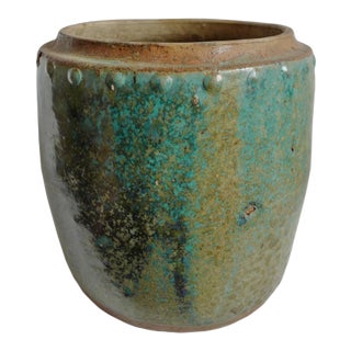 Vintage Green / Turquoise Ceramic Pot For Sale
