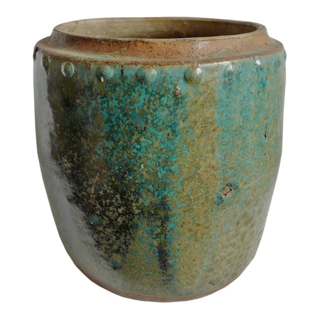 Vintage Green / Turquoise Ceramic Pot For Sale