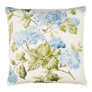 Schumacher Summer Hydrangea Pillow 22" x 22" in Blue Hydrangea For Sale