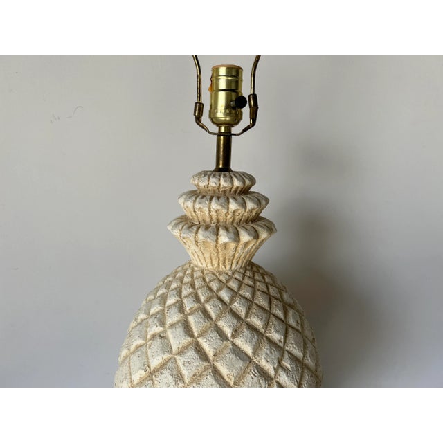White Tropical Palm Beach - Style White Plaster Pineapple Table Lamp/ Sold For Sale - Image 8 of 12