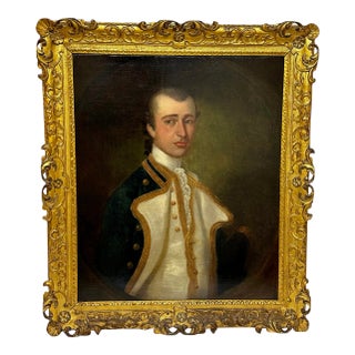 British Naval Military Portrait Captain Gamaliel Nightingale by John Simmons Nailsea 1715-1780 For Sale