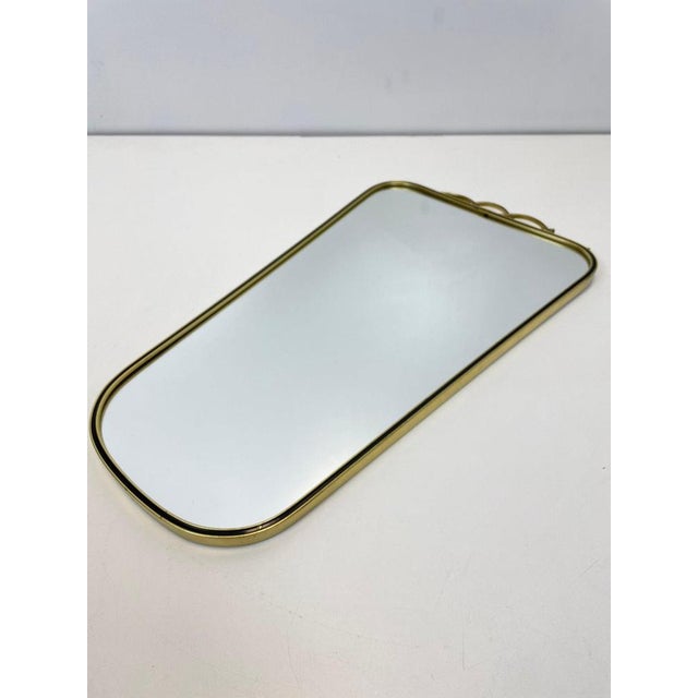 Metal Mid-Century Asymmetric German Brass Kidney Wall Mirror, 1960s For Sale - Image 7 of 10