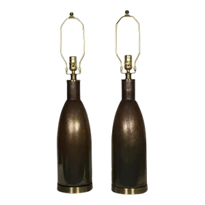 A Pair of Mid-20th Century O Pulegoso Murano Influence Lamps