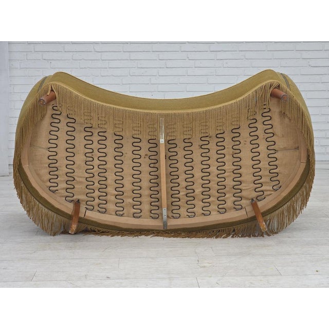 Danish 2-Seater Banana Sofa in Green Furniture Velour, 1970s For Sale - Image 18 of 18