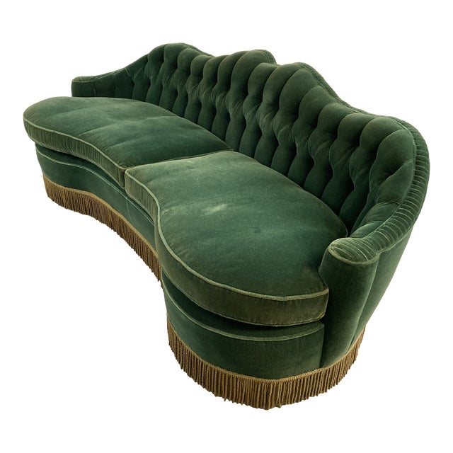 Elaborate Curved Vintage Velvet Sofa Chairish