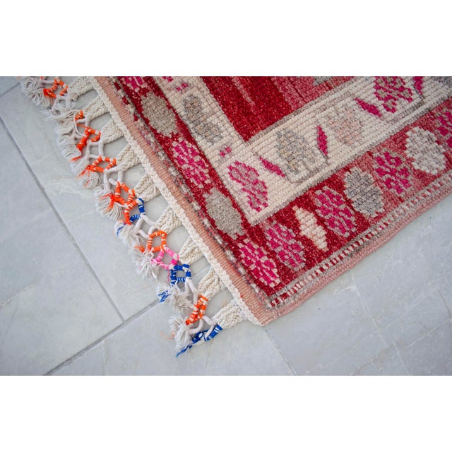 1970s Runner Kurdish Hand-Knotted Rug Pink Hallway Decor Kitchen Floor Accent 3x11 Ft Approx For Sale - Image 12 of 18