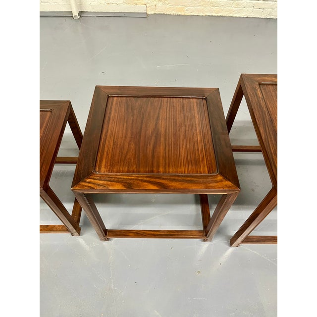 Wood Vintage Solid Rosewood Nesting Tables For Sale - Image 7 of 12