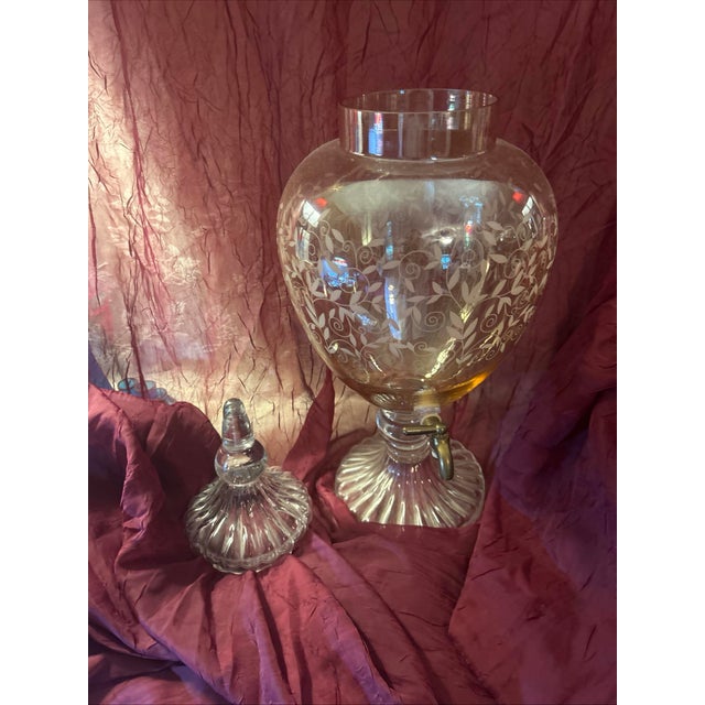 1950s Vintage Empoli Region Tuscany Italy Hand Blown Honey Gold Amber Luxury Beverage Dispenser. For Sale - Image 5 of 12