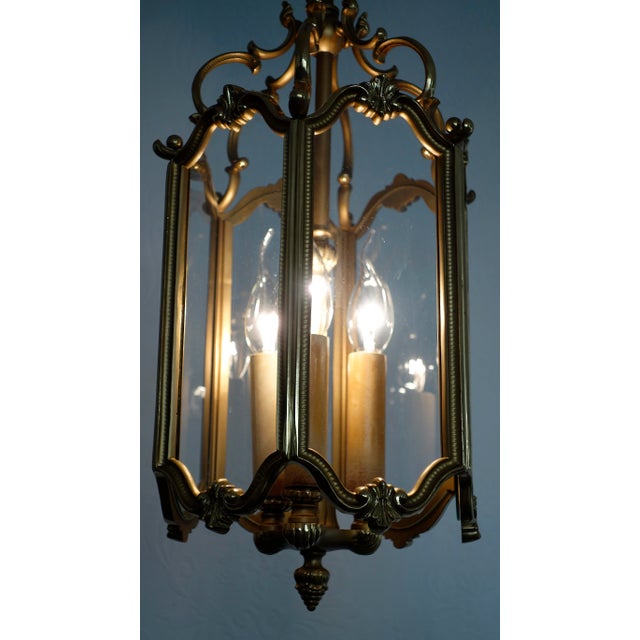 Brass and Glass Lantern Pendant, 1960s For Sale - Image 9 of 17