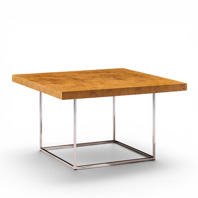 Milo Baughman for Thayer Coggin Style Mid Century Burlwood and Chrome Side Tables - Pair For Sale In Chicago - Image 6 of 11