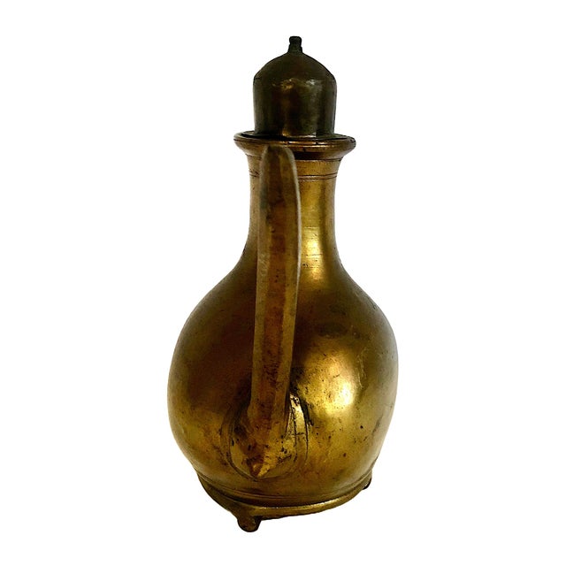 Indian Vintage Indian Mughal-Style Brass Water Ewer For Sale - Image 3 of 11