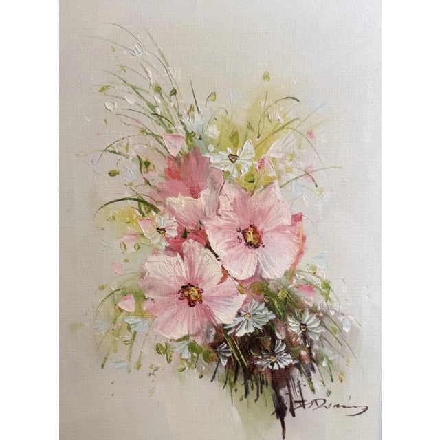 Original Pink & White Floral Still Life Oil Painting in Ornate Gilt Frame – Romantic European Style For Sale - Image 4 of 9
