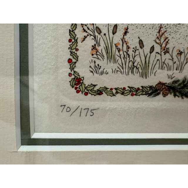 Pink 1970s Cuca Romley Four Seasons Set of 4 Signed Hand-Colored Etchings Framed For Sale - Image 8 of 16