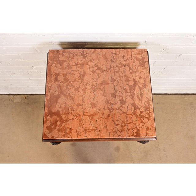 Antique Italian Renaissance Revival Carved Walnut and Marble Top Bedside Chest, Circa 1880s For Sale - Image 9 of 12