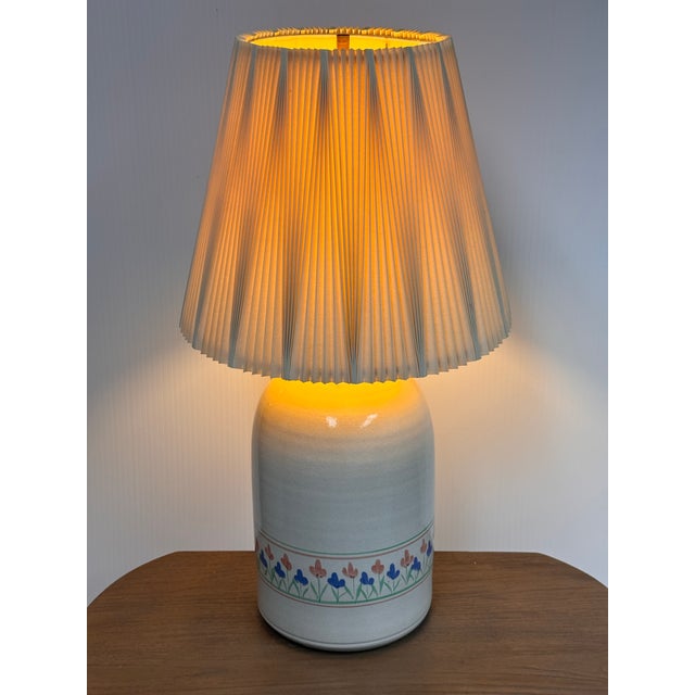 Late 20th Century Floral Stoneware Jug Table Lamp For Sale - Image 5 of 12