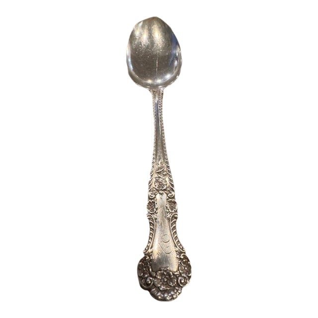 Antique Gorham "Cambridge" Sterling Silver Serving Spoon 8 1/2" Monogram "N" For Sale