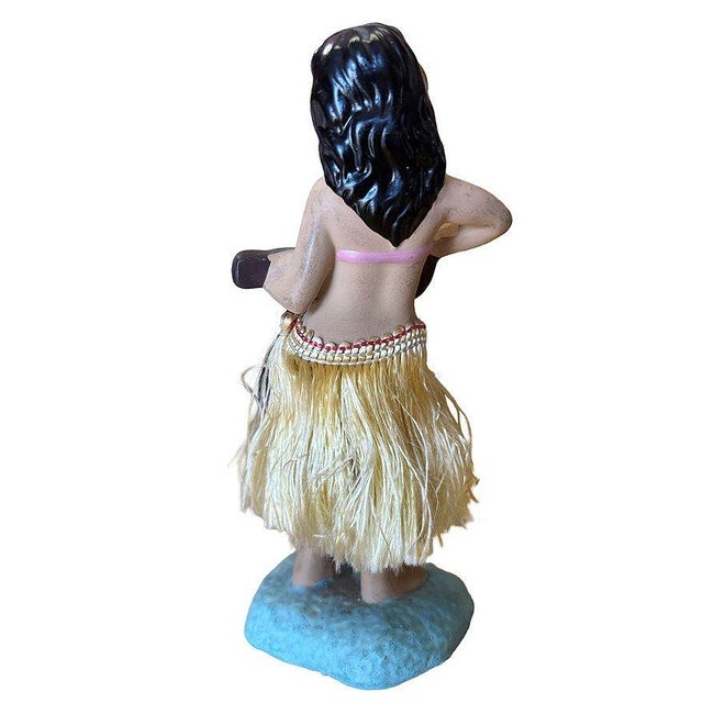 Mid-Century Modern Mid 20th Century "Aloha" Hula GirlCeramic Figurine W/ Ukulele and Red Flowers For Sale - Image 3 of 6