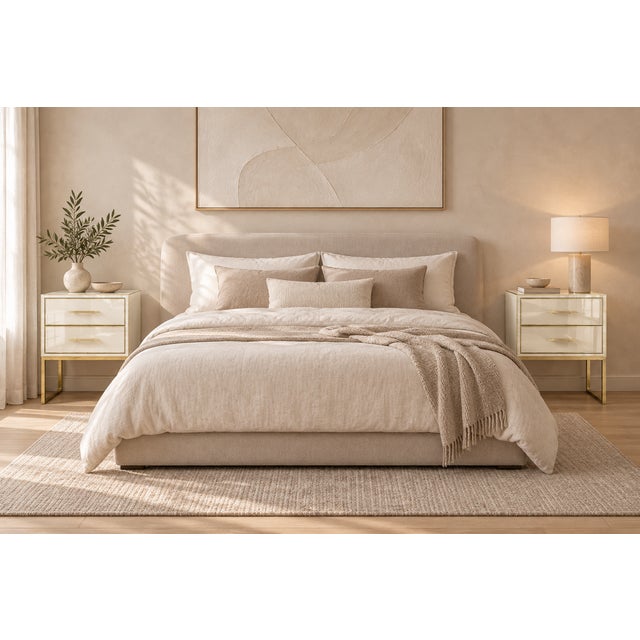 Ivory Murano Glass and Polished Brass Two-Drawer Nightstands from Justfurnituress SRL, Set of 2 For Sale - Image 6 of 7