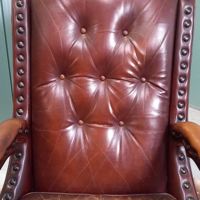 Cowhide Leather Library Armchair, 1960s For Sale - Image 13 of 17