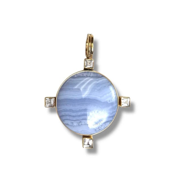 Blue Lace Agate Necklace For Sale - Image 4 of 6