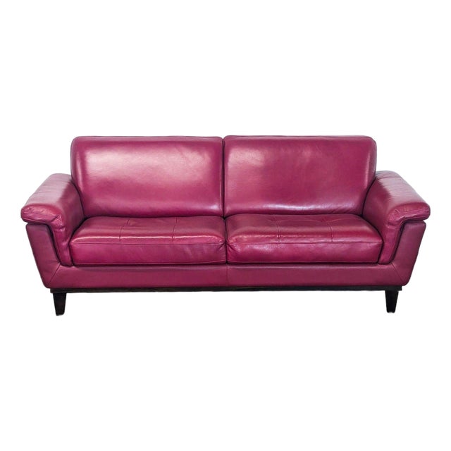 Ana Furniture 3-Seat Modern Red Leather Sofa For Sale