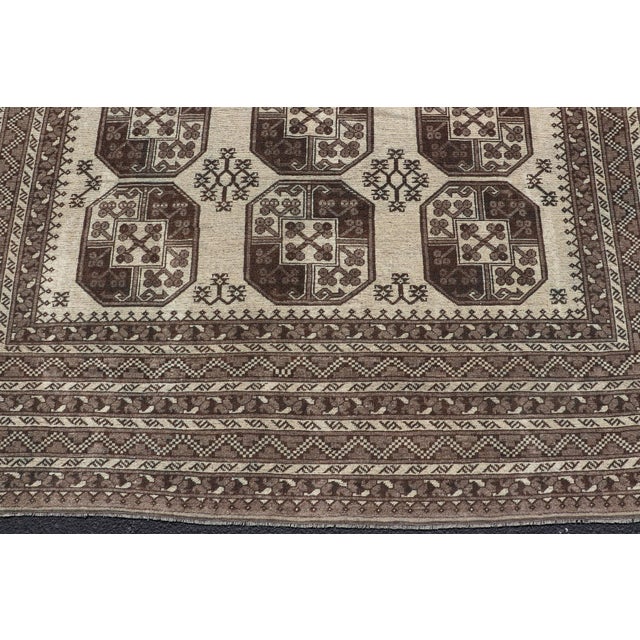 Ivory Vintage Turkomen Ersari Rug in Wool With All-Over Repeating Gul Design 8'5 X 11'9 For Sale - Image 8 of 13
