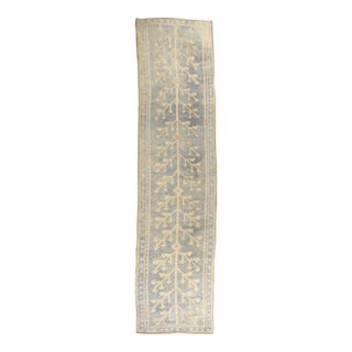 Soft Blue Turkish Runner rug no.j2848 For Sale