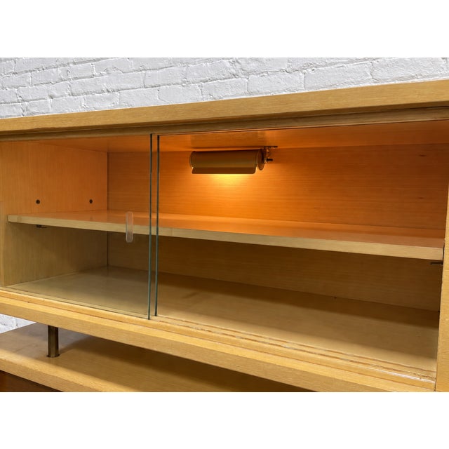 Mid Century Modern Wall Unit / Double Credenza + Mirrored Bar + Lights, C. 1960’s For Sale - Image 9 of 14