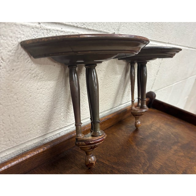 Brown Vintage Classic Colonial Revival Wooden Wall Shelves - Pair For Sale - Image 8 of 12