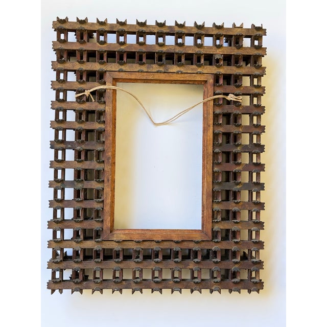 Antique 19th C. Folk/Tramp Art Golden Crown of Thorns Frame For Sale - Image 9 of 12