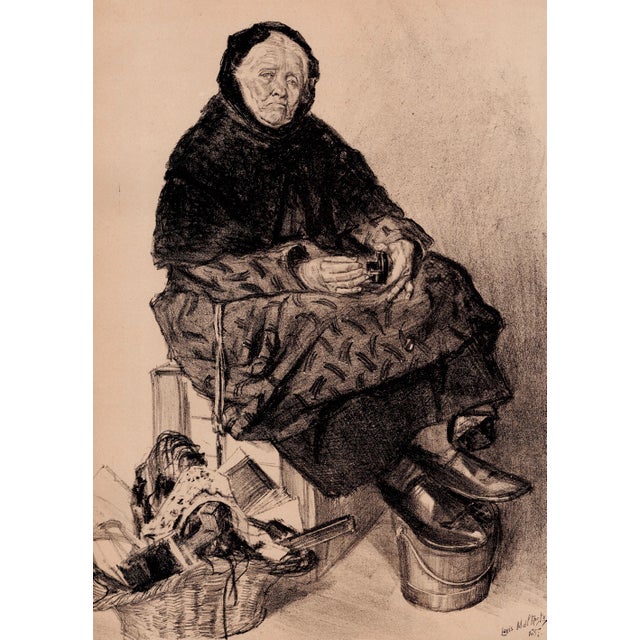 Louis Malteste (1862-1928) Marchande de Lacets (Female Lace Peddler) Original Lithograph from the glorious portfolio...