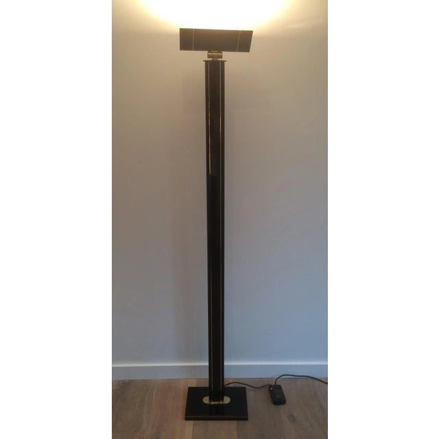 Circa 1970 French Black Lacquered and Brass Floor Lamp For Sale - Image 11 of 13